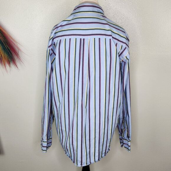 The Echo Unlimited The Classic Woven Shirt Blue Stripe Button Down Size Large - Picture 6 of 10